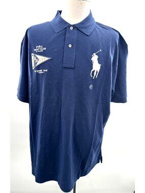 New Ralph Lauren PRL Yacht Club Marine Tour Team 067 Blue Polo Shirt Sz 2XB